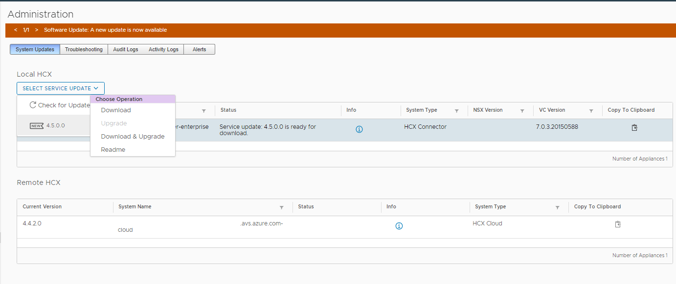 Azure VMware Solution Upgrade to VMware HCX 4.5