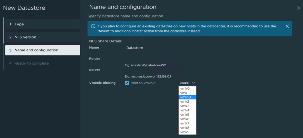 vSphere 8 U1 - Bind NFS to vmknic